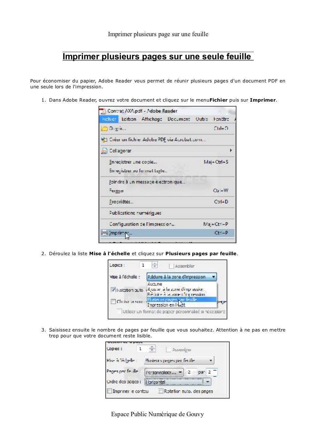 Imprimer plusieurs pages sur une seule feuille