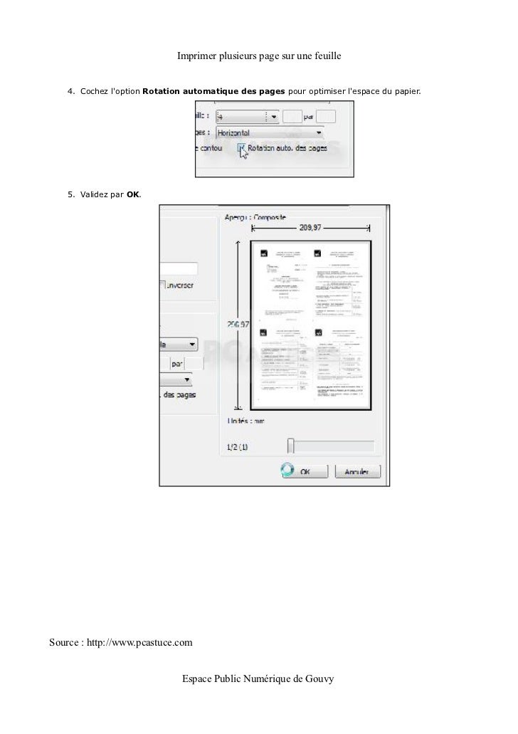 Imprimer plusieurs pages sur une seule feuille