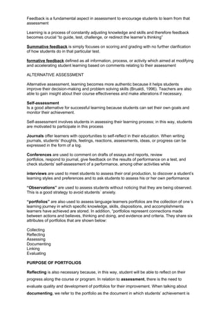 assessment and feedback in english language learning | DOCX