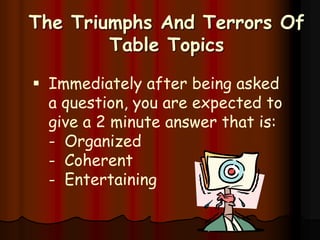 How about giving a speech…	without advance preparation?