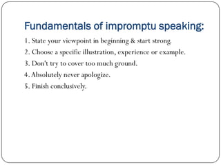 Impromptu speaking | PDF