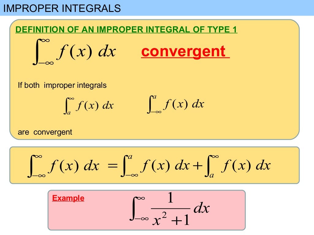 Memorize:
IMPROPER INTEGRALS
 