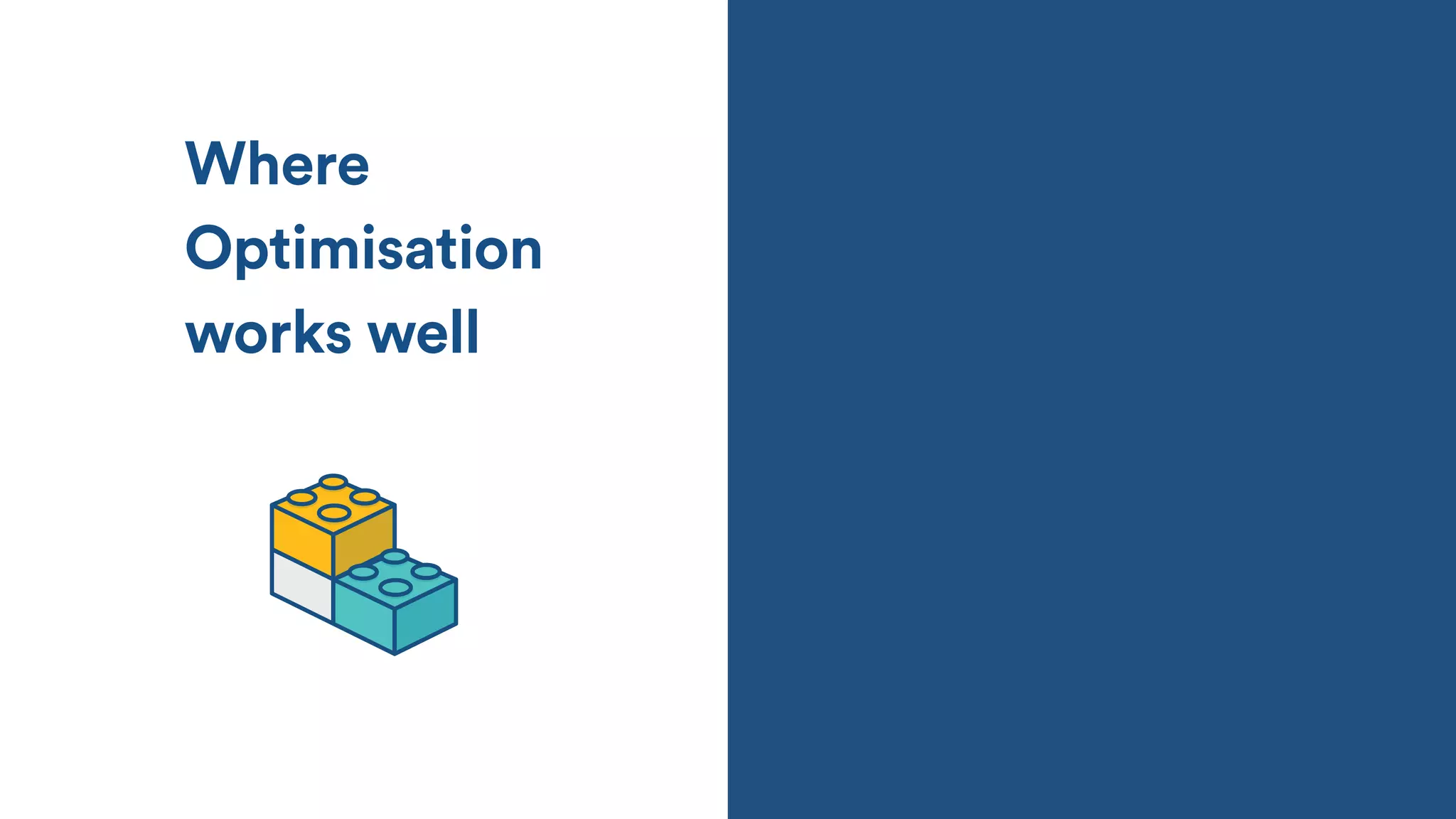 Where
Optimisation
works well
 