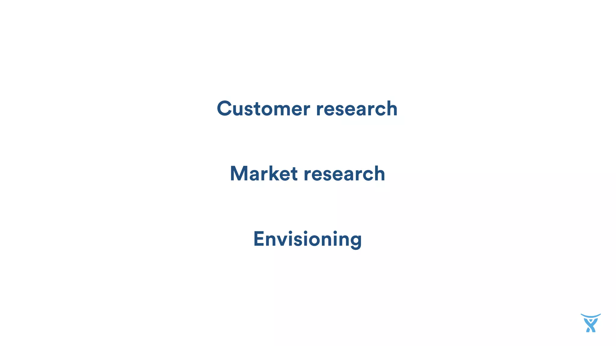 Customer research
Market research
Envisioning
 