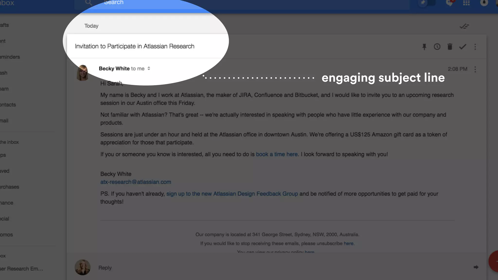 engaging subject line
 