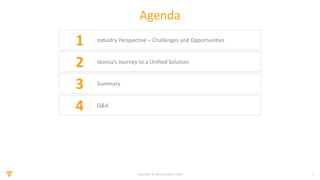 2Copyright © Veeva Systems 2019
Agenda
Industry Perspective – Challenges and Opportunities
1
Idorsia’s Journey to a Unified Solution
2
Summary
3
Q&A
4
 