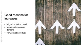 ImprovevisibilityandcostinMicrosoftAzure
Good reasons for
increases
• Migration to the cloud
• Increased customer
demand
• New projet / product
 