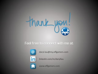 Feel free to connect with me at:
daryl.lau@my.offgamers.com
linkedin.com/in/daryllau
www.offgamers.com
 