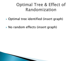    Optimal tree identified (insert graph)

   No random effects (insert graph)
 