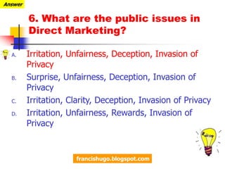http://jankenneth-obar.blogspot.comTOP 10 Learning Questions forCh 17: Designing and Managing Integrated Marketing CommunicationJan Kenneth Obar / Chiz HugoApril 15, 2011