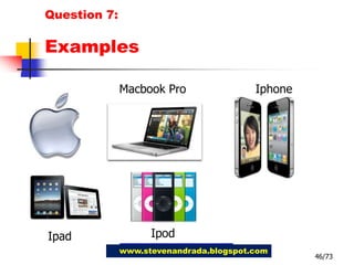 43/73Question 7:Develop new products of potential interest to the current marketsAnsoff’s Product – Market Expansion GridCurrent ProductsNew ProductsCurrent MarketsMarket-penetrationstrategyProduct-developmentstrategyNewMarketsMarket-developmentstrategyDiversificationstrategySource: 13th Edition, Marketing Management, Kotler & Kellerwww.stevenandrada.blogspot.com