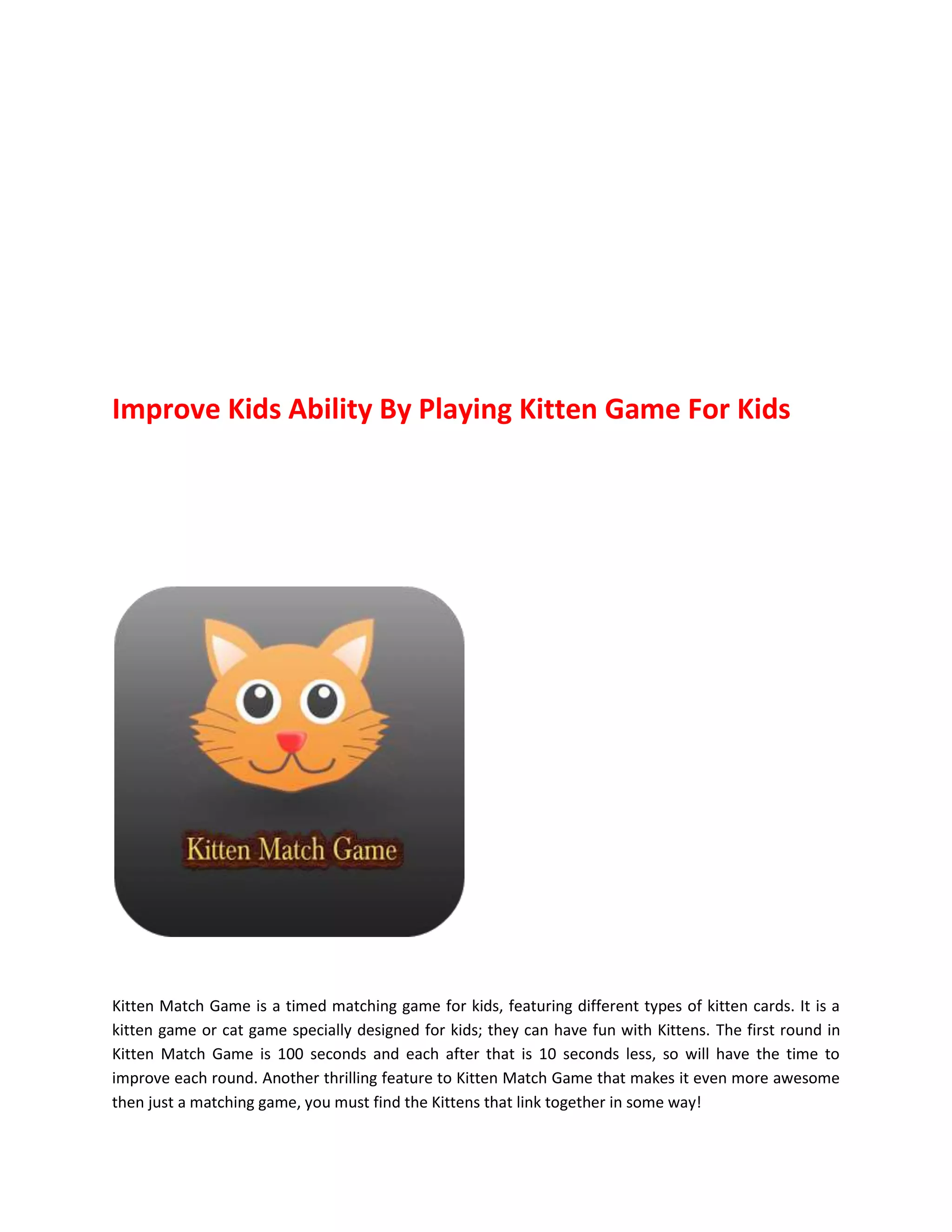 Kitten Game For Kids | DOCX