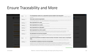 Ensure Traceability and More
3/14/2018 Webinar: Improve Product Design with High Quality Requirements 20
 