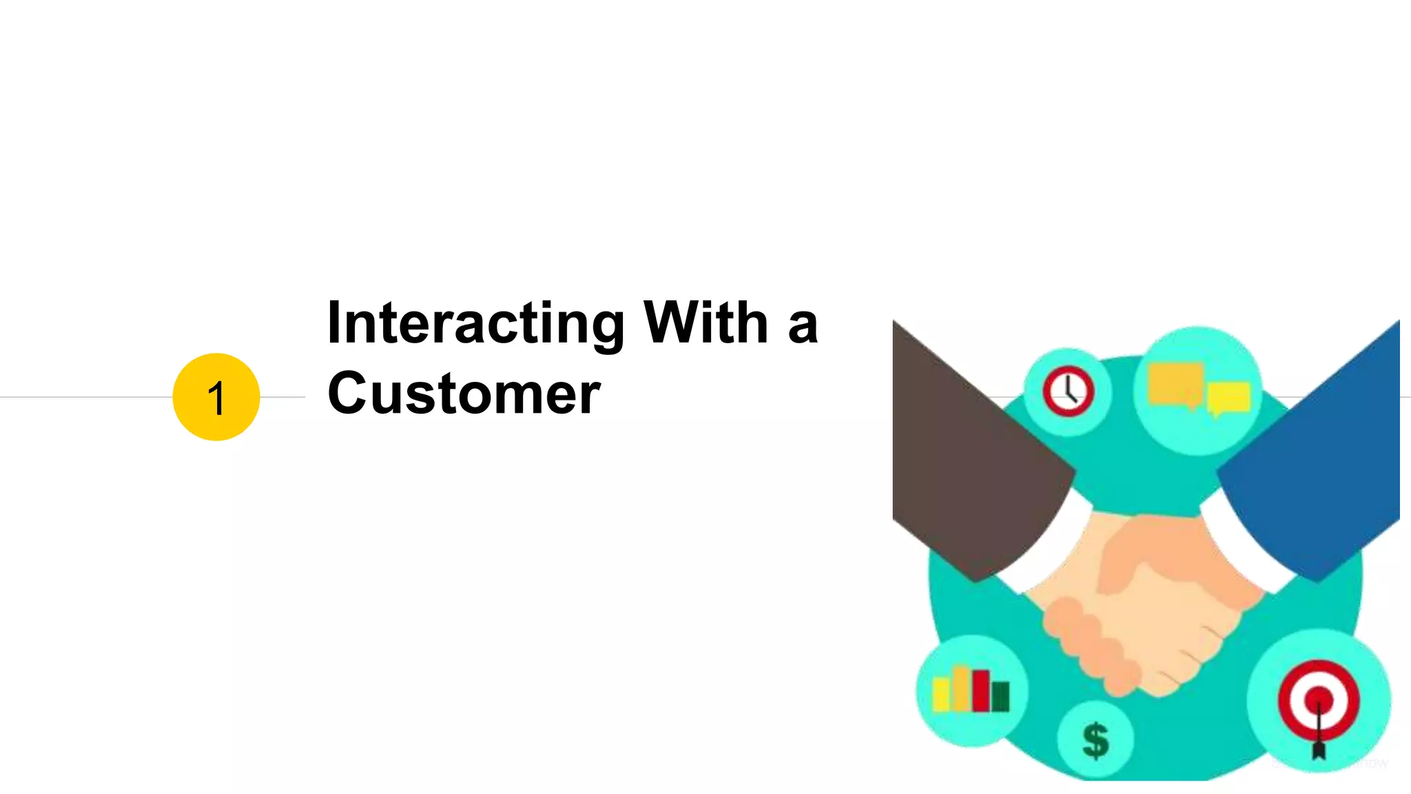 Source: WikihowSource: Wikihow
Interacting With a
Customer1
 