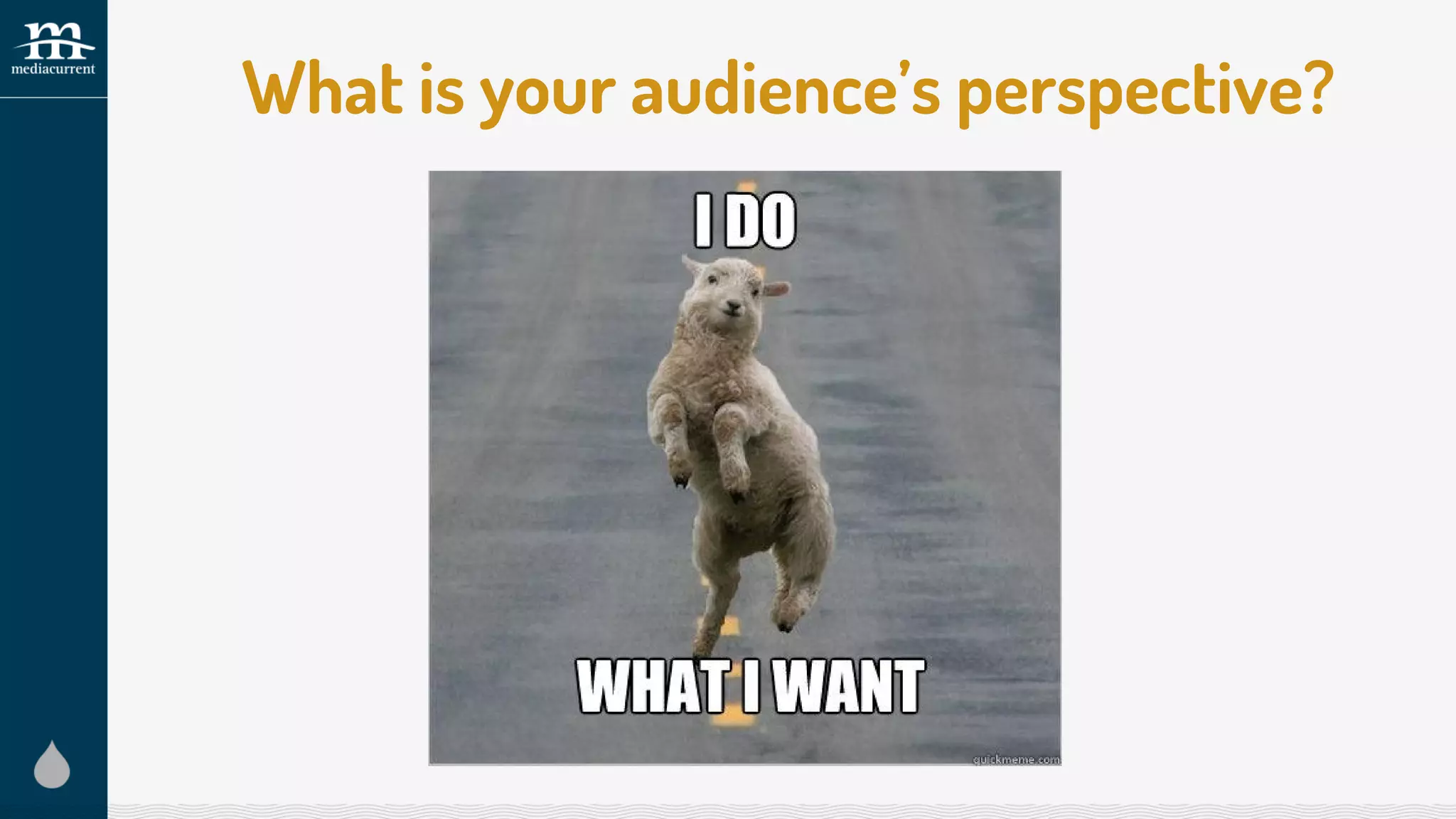 What is your audience’s perspective?
 