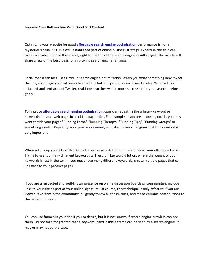 Improve Your Bottom Line With Good Seo Content Pdf Improve Your Bottom Line With Good Seo Content Pdf