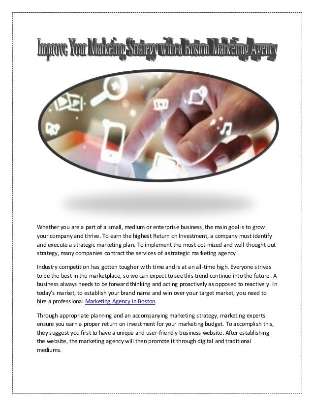 Improve your marketing strategy with a boston marketing agency