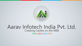 WEB | SEO | SMO | PPC
Aarav Infotech India Pvt. Ltd.
Creating Castles on the WEB
 