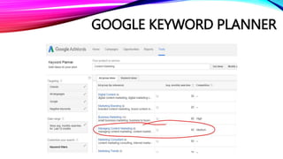 GOOGLE KEYWORD PLANNER
 