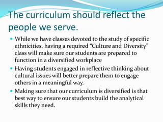 Improving Curricular Diversity