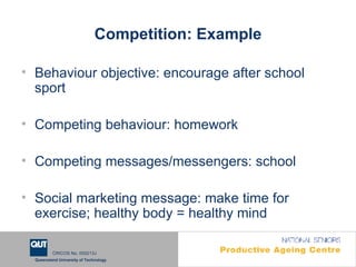 Competition: Example <ul><li>Behaviour objective: encourage after school sport </li></ul><ul><li>Competing behaviour: home...
