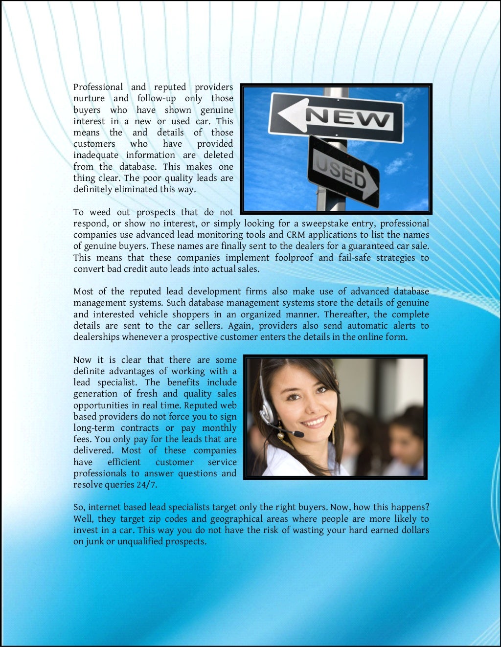 Improving Car Sales with Bad Credit Auto Leads