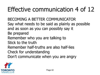 Page 40Effective communication 2 of 12 AVOIDING BUSINESS COMMUNICATION STUMBLESKeep the conversation realBe accountableHave heart