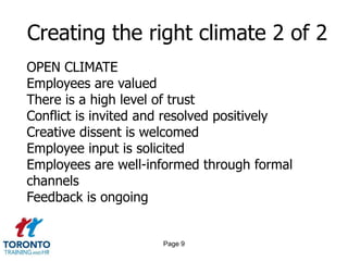 Page 7Creating the right climate