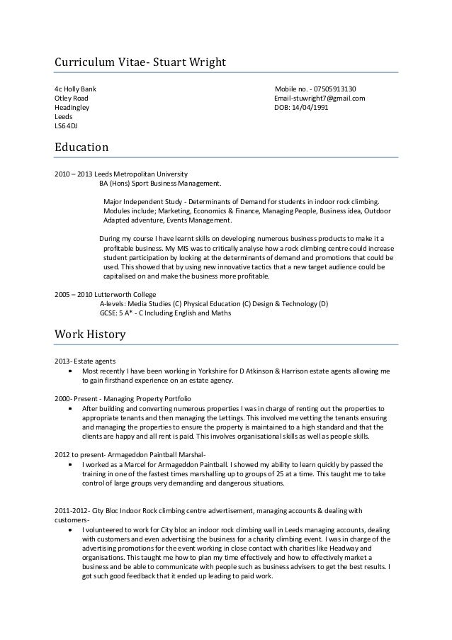 improving cv estate agents cv