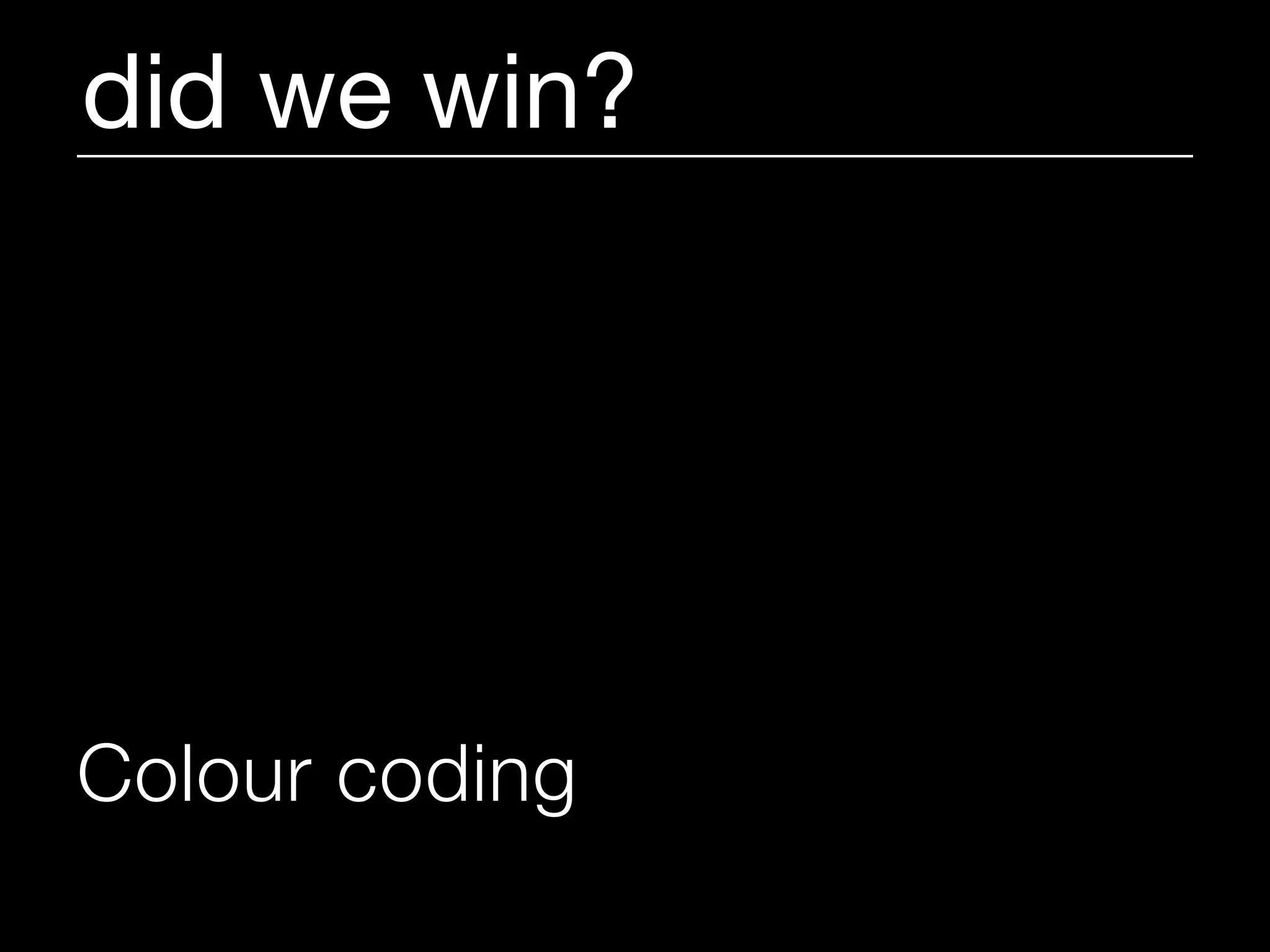 did we win?




Colour coding
 