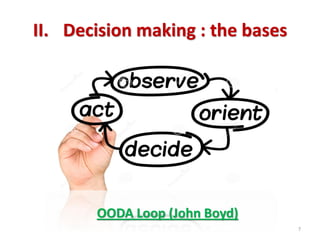 II.Decision making : the bases 
OODA Loop (John Boyd) 
7  