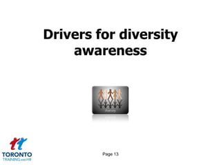 Page 13
Drivers for diversity
awareness
 