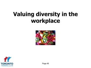 Page 48
Valuing diversity in the
workplace
 
