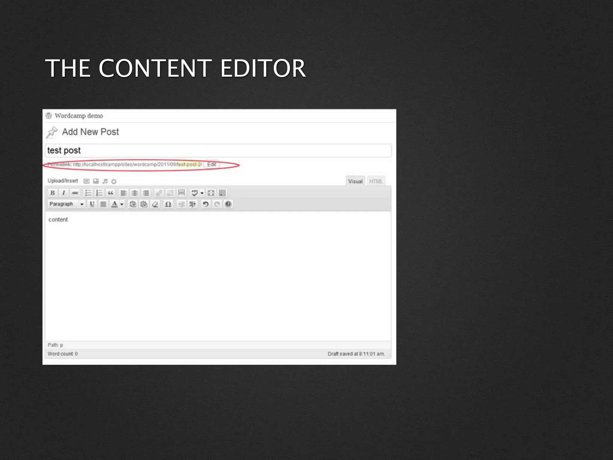 THE CONTENT EDITOR
 