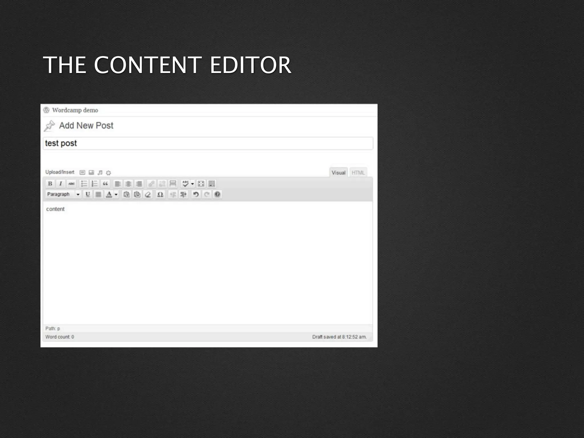 THE CONTENT EDITOR
 