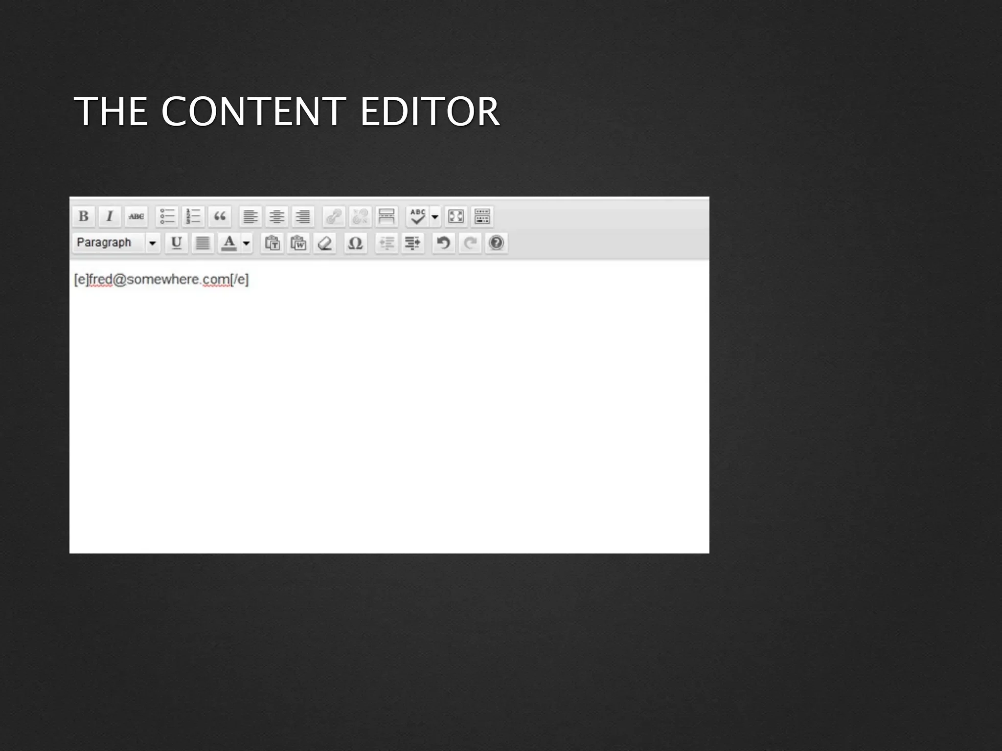 THE CONTENT EDITOR
 