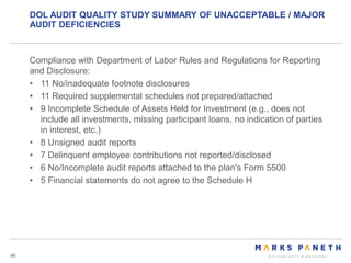 Example Audit Report Control Deficiencies Improving employee benefit plan audits | PPTX