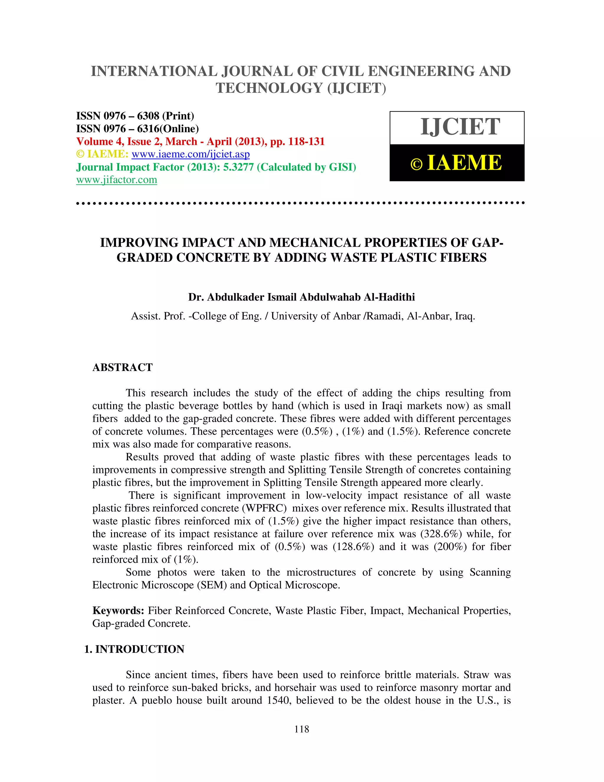 Improving impact and mechanical properties of gap graded concrete | PDF
