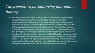 The framework for improving information
literacy
 The comprehensive ability of industry, medical and biological engineeri...
