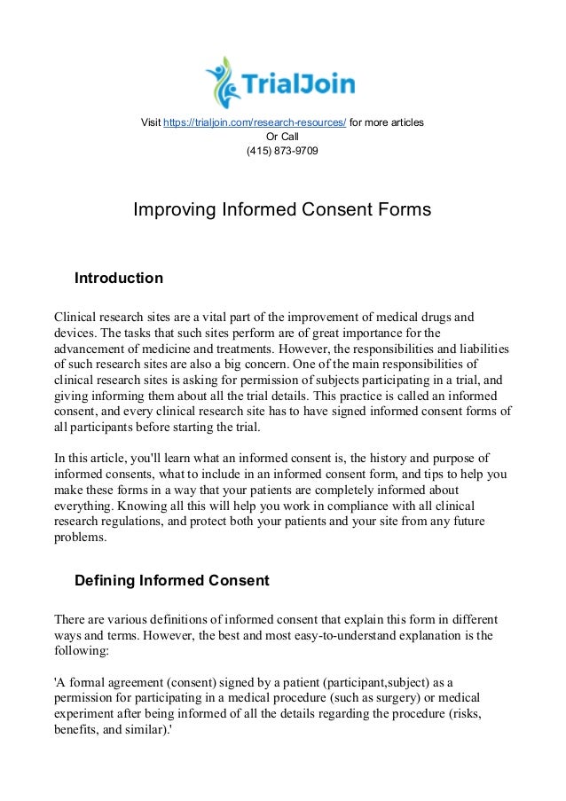 What is an informed consent form