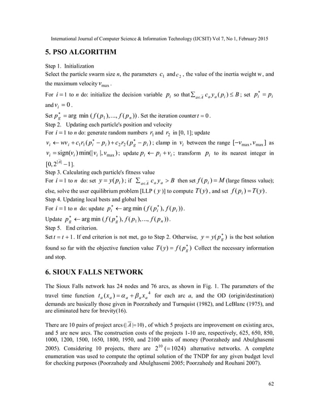 Improving initial generations in pso algorithm for transportation ...