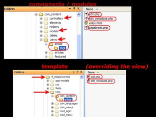 components / modules




   template     (overriding the view)
 