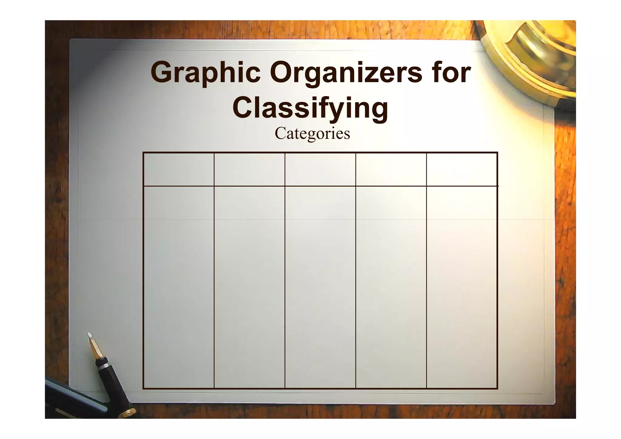 Graphic Organizers for
Classifying
Categories
 