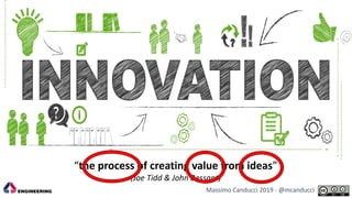“the process of creating value from ideas”
(Joe Tidd & John Bessant)
Massimo Canducci 2019 - @mcanducci
 