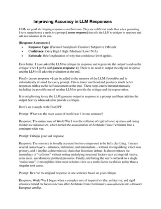 Improving the Accuracy of LLM Responses by Self-criticism | PDF