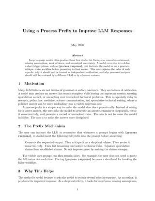 Enhancing LLM Responses with a Process Prefix | PDF