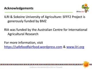 An integrated approach to assessing and improving milk safety and nutrition in the Tanzanian dairy chain