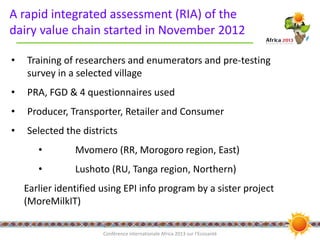 An integrated approach to assessing and improving milk safety and nutrition in the Tanzanian dairy chain