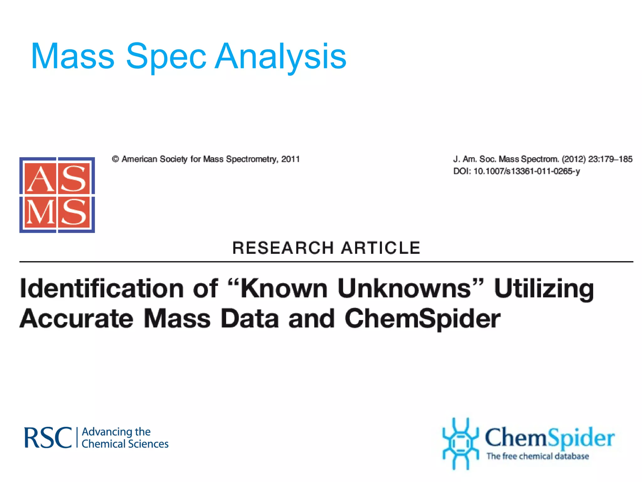 Mass Spec Analysis 