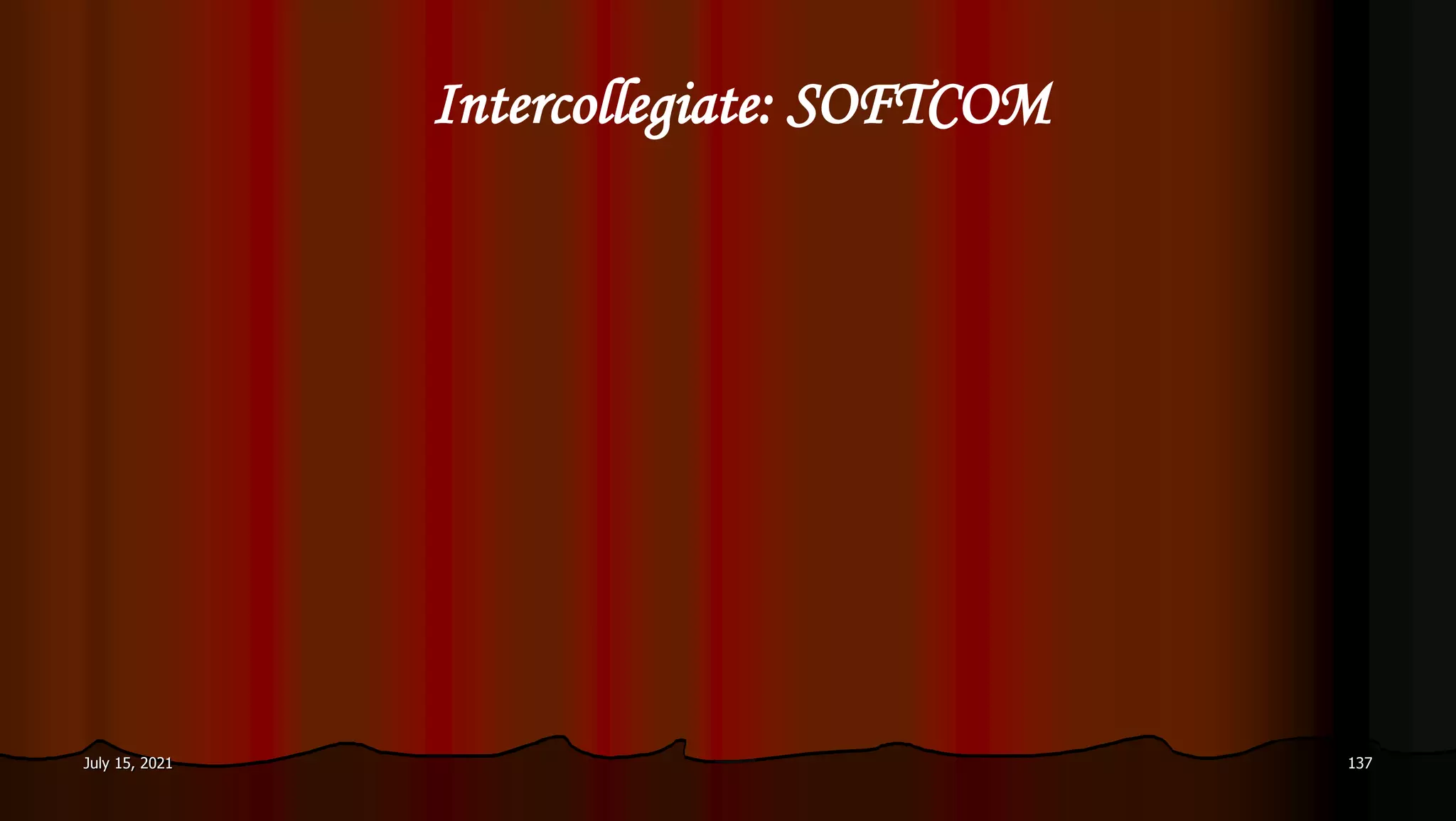 Intercollegiate: SOFTCOM
July 15, 2021 137
 